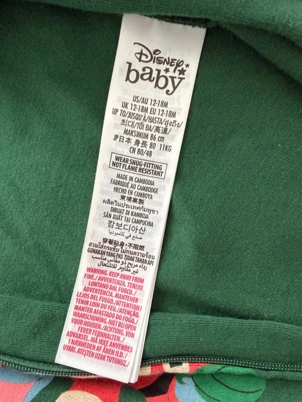 Disney Green and Red Lilo & Stitch 'Dear Santa' Footed One-Piece - Picture 5 of 6